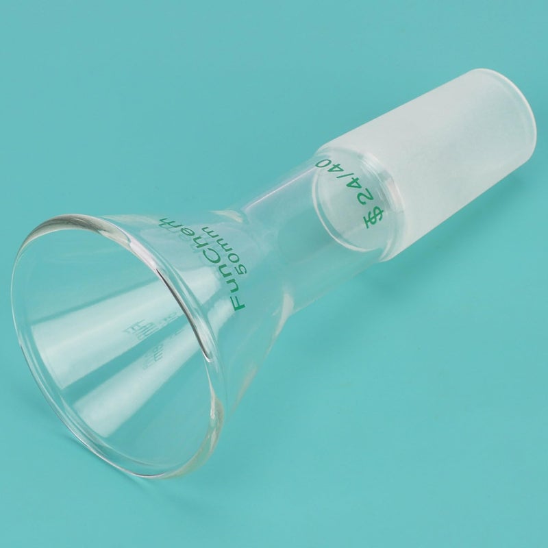 FunChem Glass Short Stem Powder Funnel with O.D. 50 mm at Top, Durable Borosilicate Glass Filter with 24/40 Inner Joint - Image 5